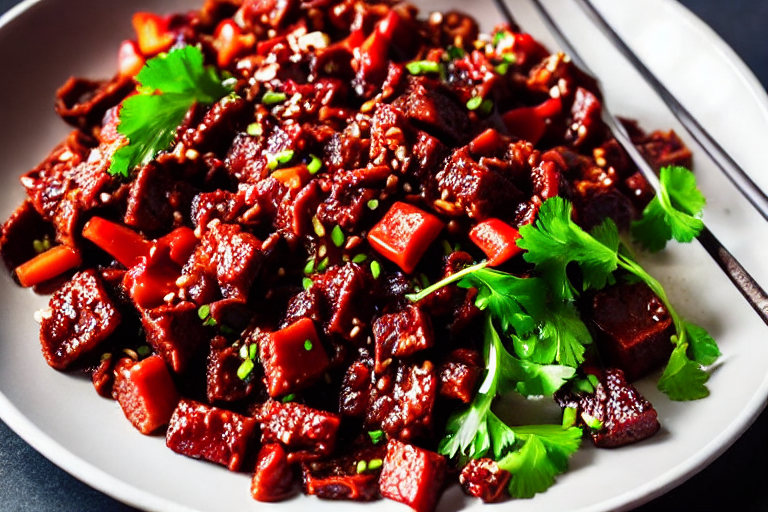 133 Build the dry pot flavor. Heat oil in a wok over medium heat. Add doubanjiang chili bean paste a