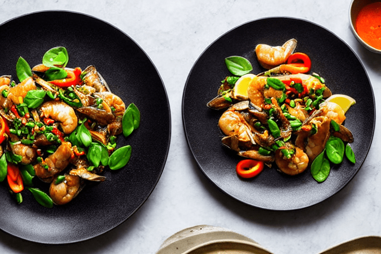 Cook the seafood. Turn heat to high. Add the prepared seafood to the wok. Stir-fry or braise accordi
