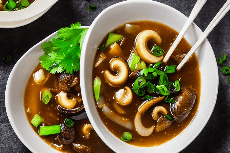 Build the broth. Heat a little oil in a pot. Add ginger slices and scallions, stir for 30 seconds. A