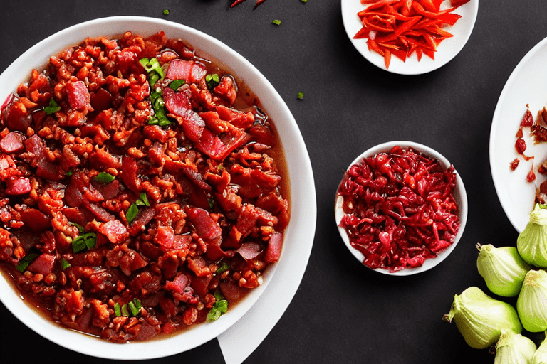 129 Prepare aromatics. Slice the ginger, garlic, and chilies. If using dried chilies, soak them in w