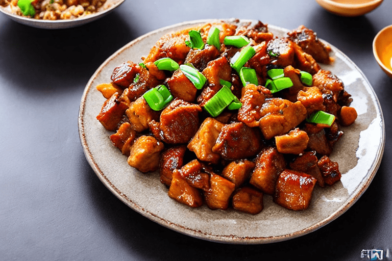 133 Fry the pork. Heat a wok over high heat until smoking. Add the cooking oil and swirl to coat. Ad