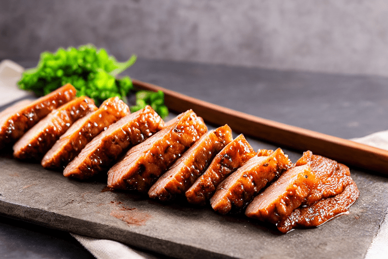 127 Prepare the ingredients. Slice the pork belly into thin pieces about 5 cm long and 3 mm thick. T