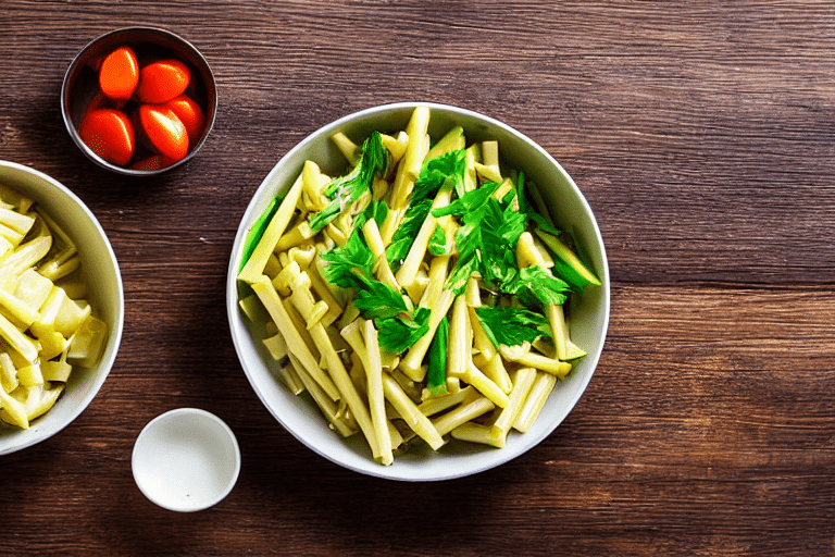 Prepare the vegetables. Wash and cut all vegetables into uniform pieces. For yongzhou stinky bamboo