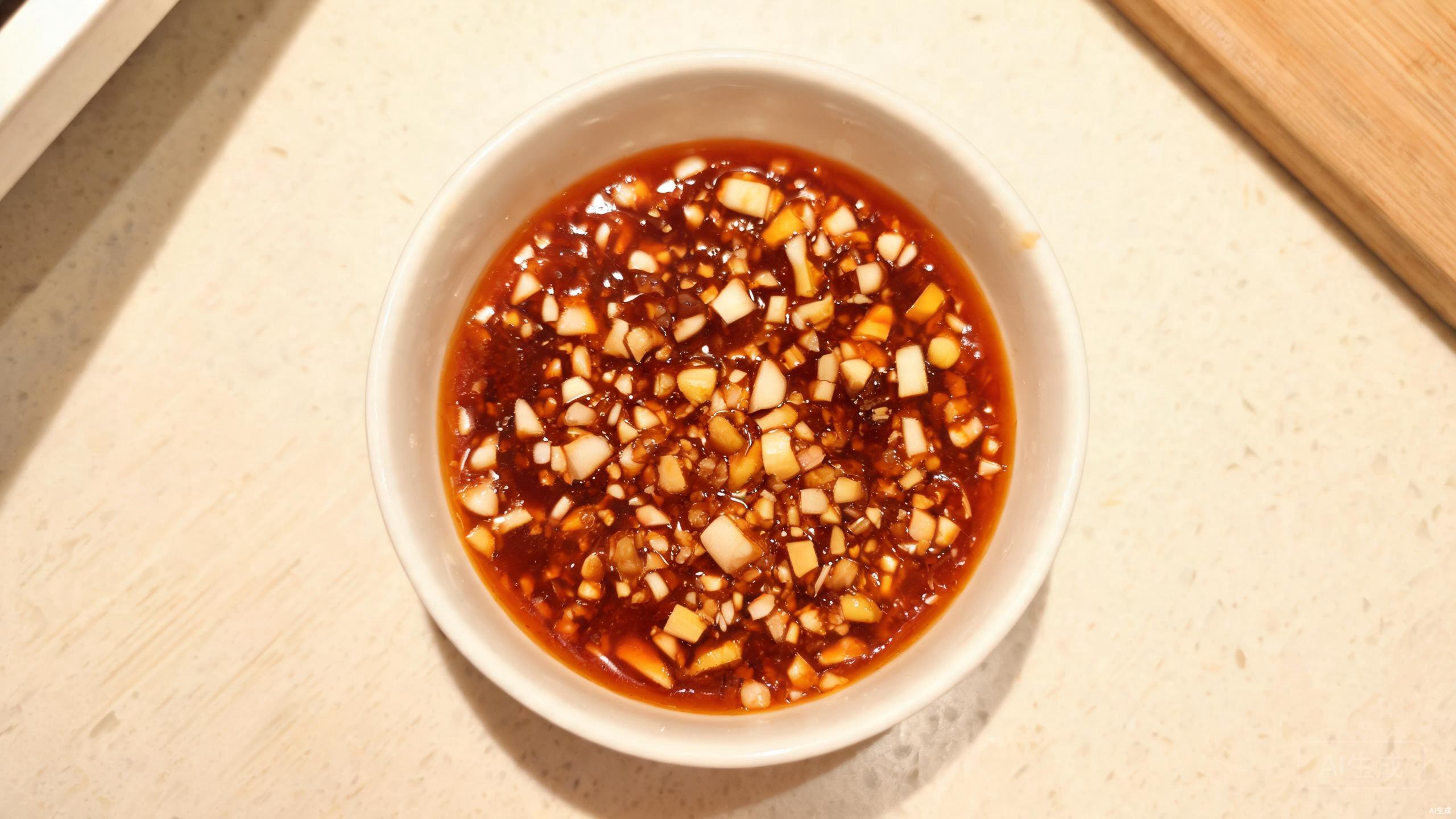 Yu xiang sauce ingredients in a small glass bowl