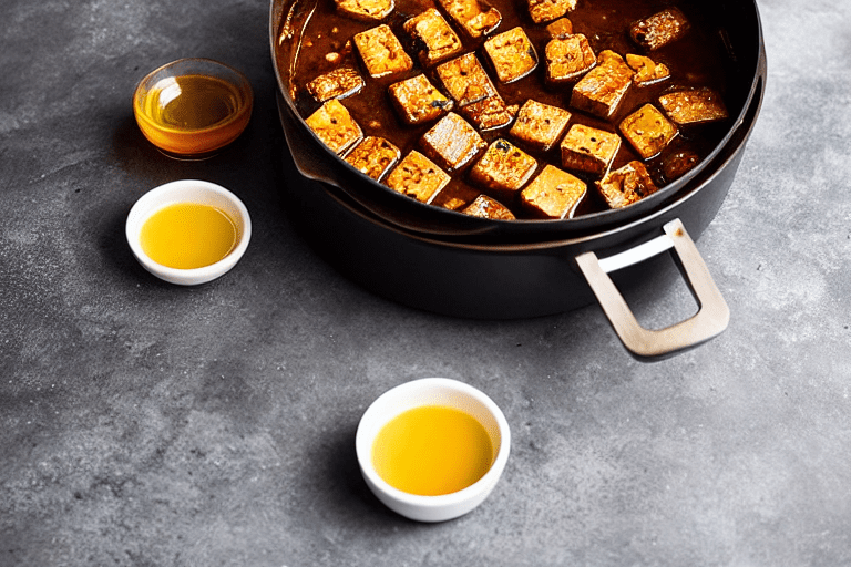 Sear and brown. Heat oil in a wok or heavy pot over medium-high heat. Add the main protein and sear